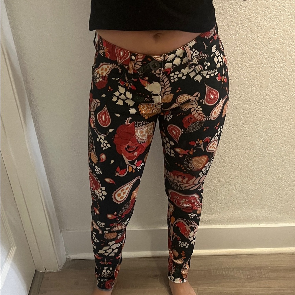 Desigual Black and Red Artistic Skinny Jeans